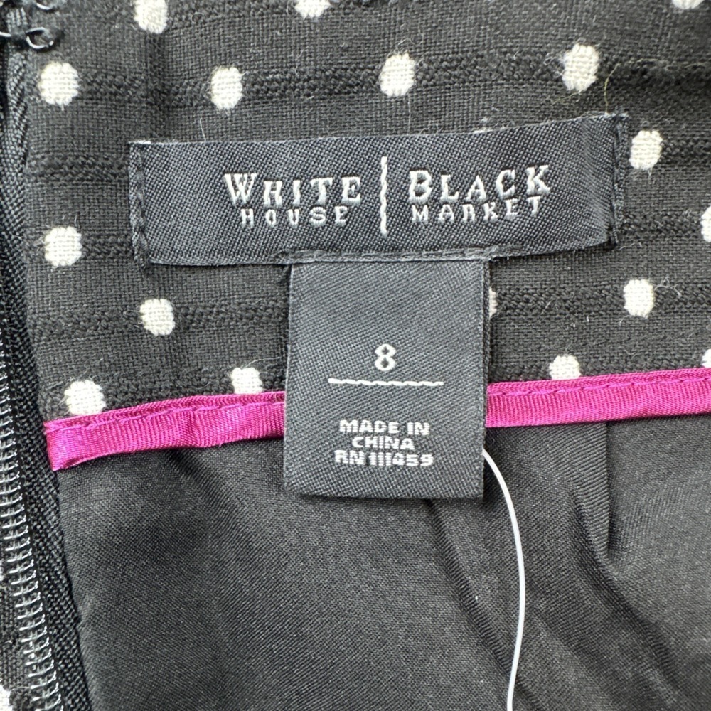 White House Black Market Womens‎ Sz 8 Ruffled Hem Polka Dot Flounce Skirt Office - Picture 5 of 8